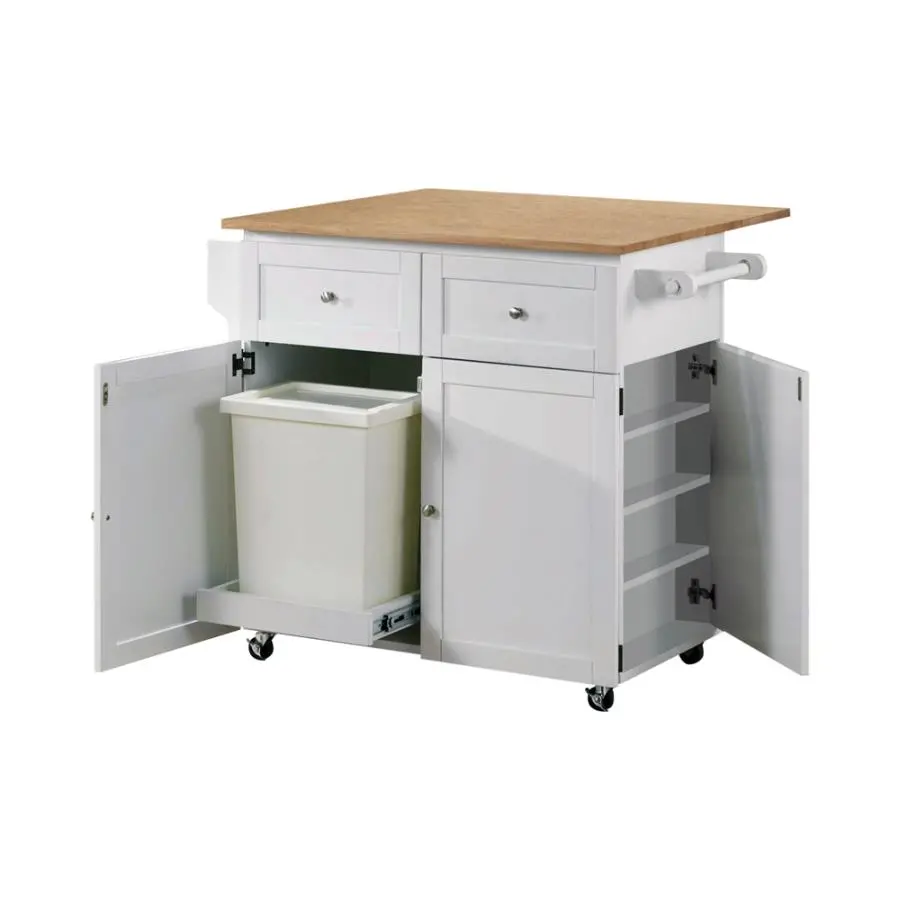 Jalen White Mobile Kitchen Cart-1