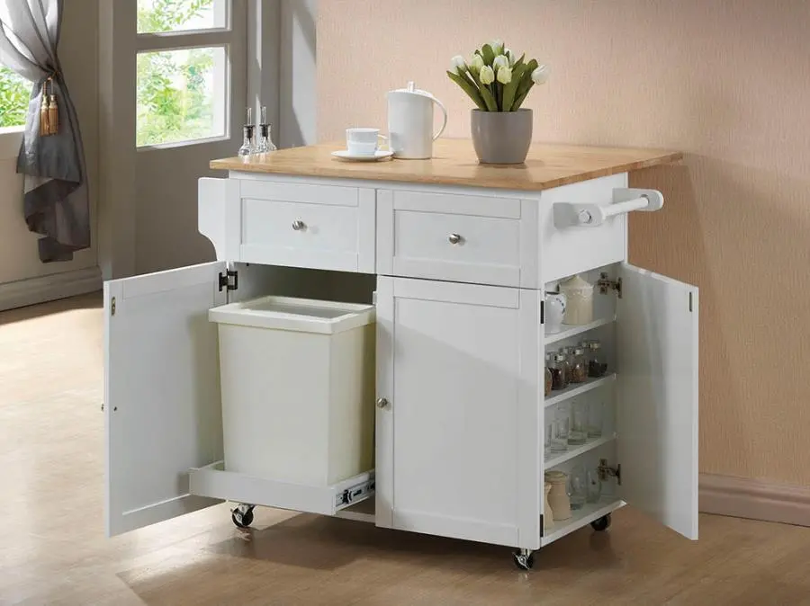 Jalen White Mobile Kitchen Cart-2
