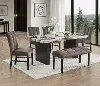 Vega Marble and Taupe 6-Piece Dining Set with Bench