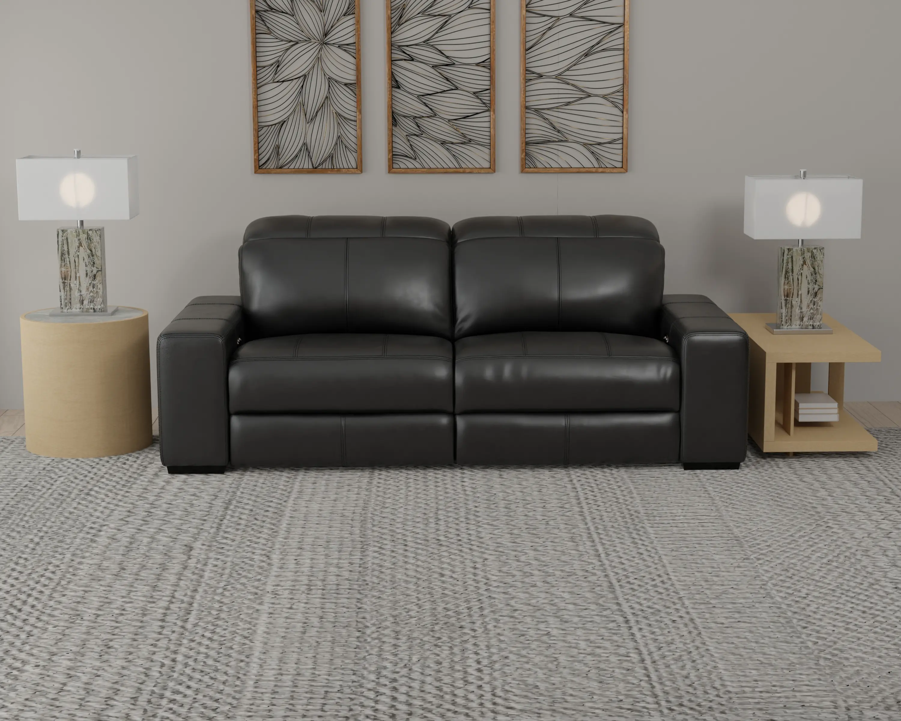 6411/1299-08/3099-08 Ferrara Black Leather Power Reclining Sofa-12