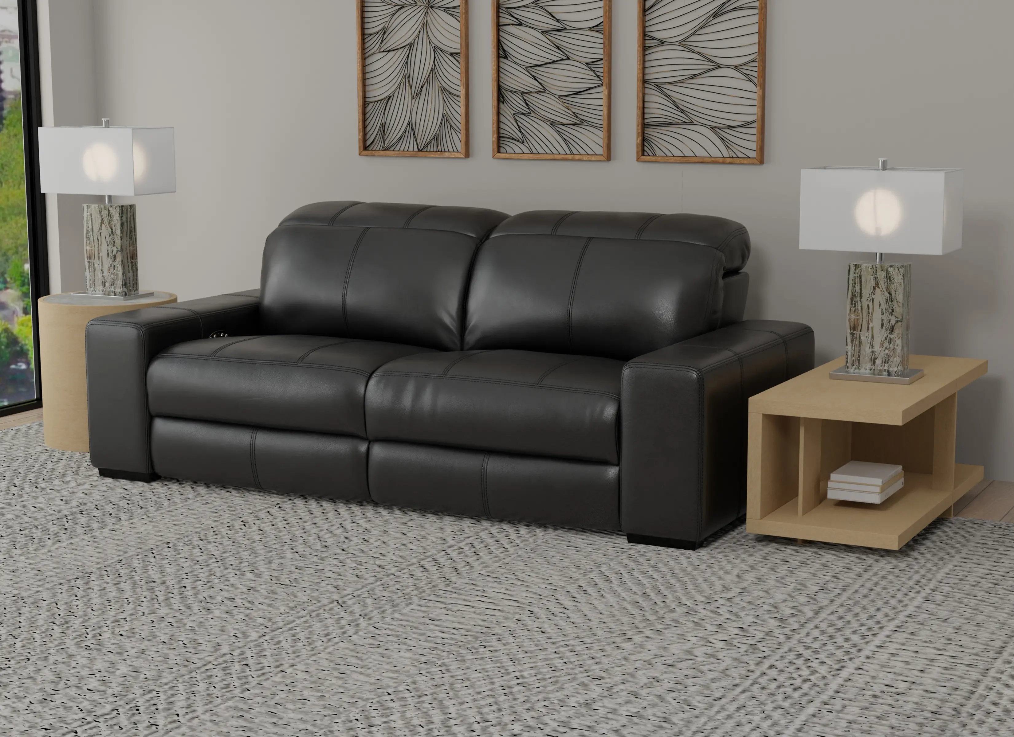 6411/1299-08/3099-08 Ferrara Black Leather Power Reclining Sofa-13