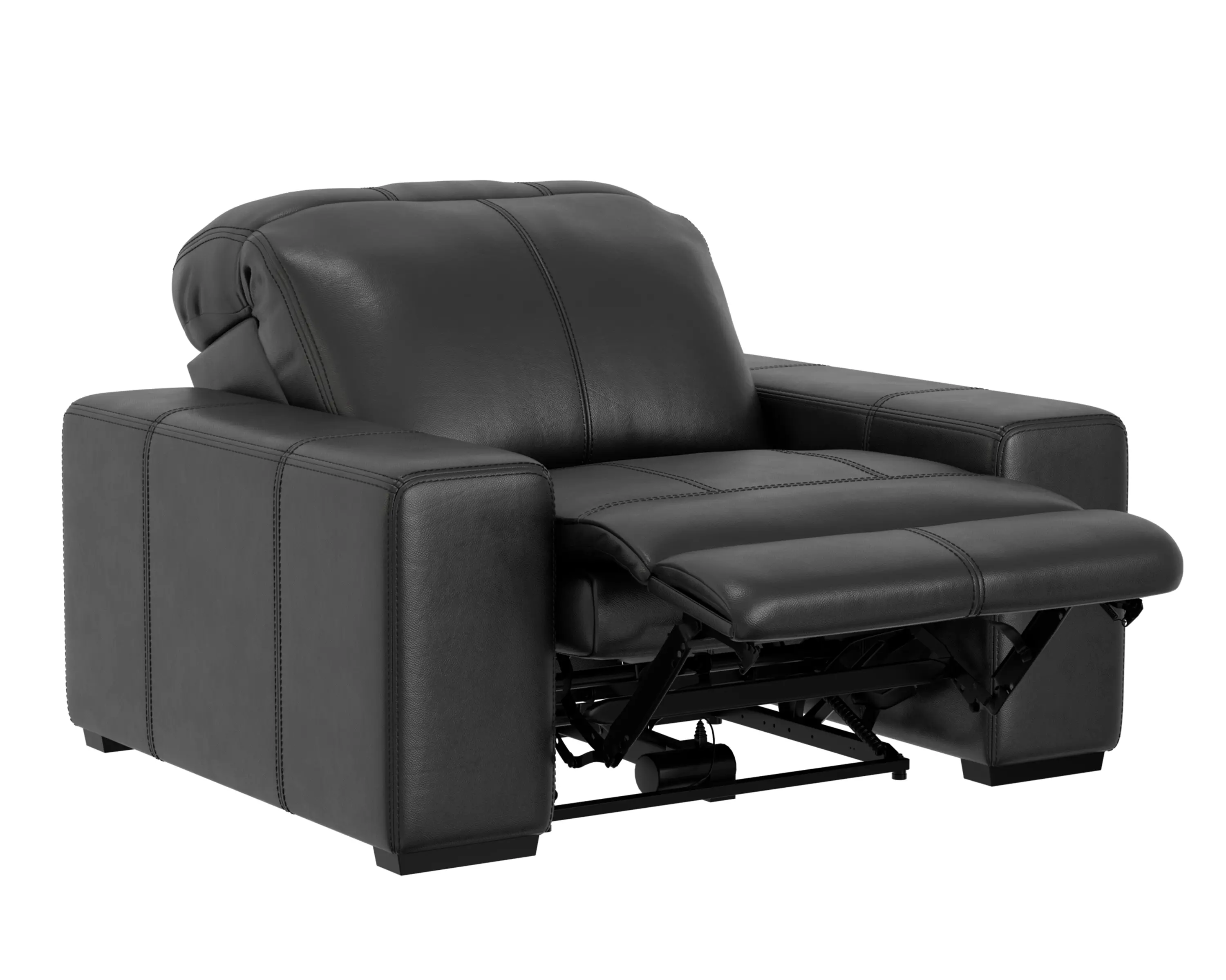 64410-7/1299-08/3099-08 Ferrara Black Leather Power Recliner-4
