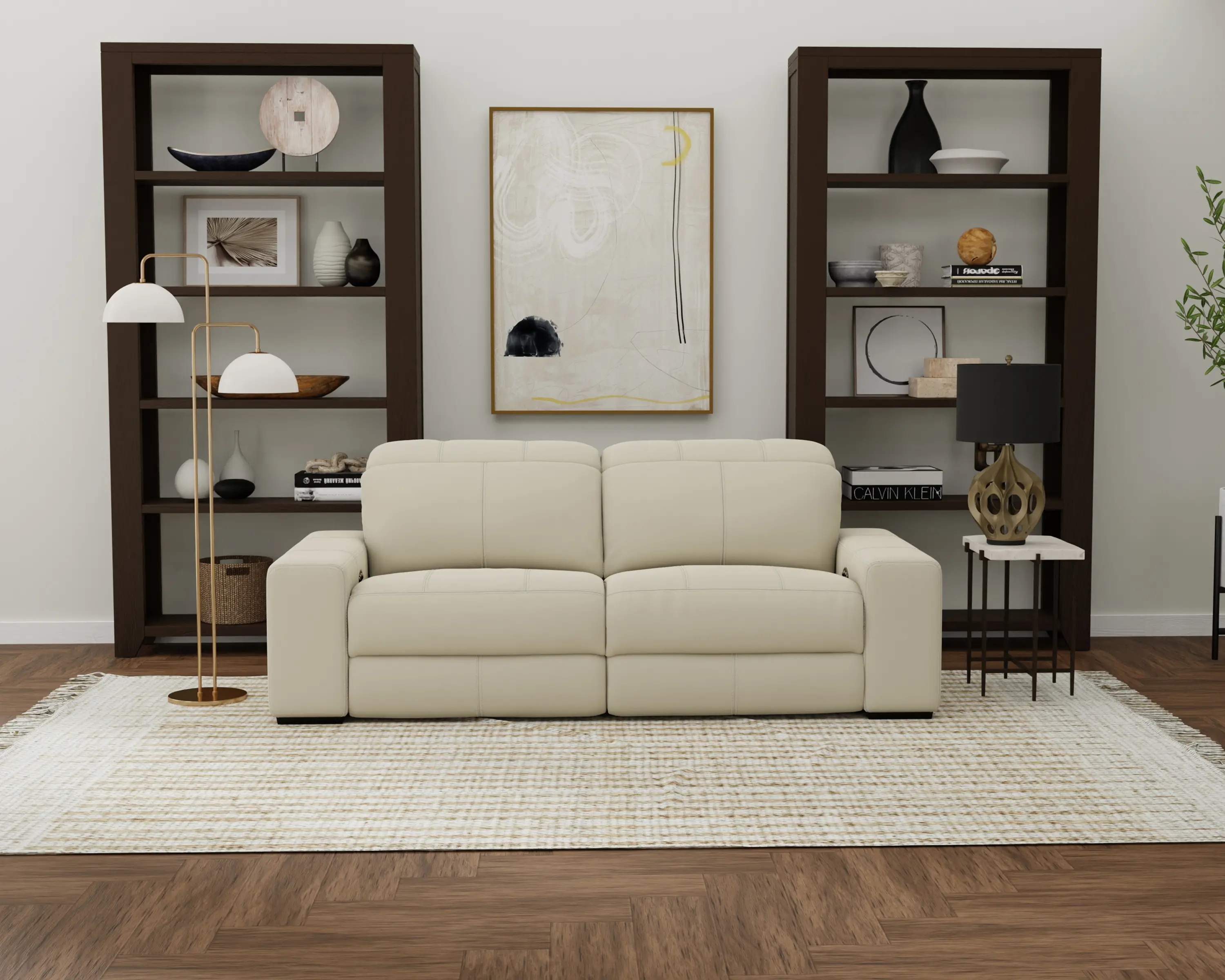 64411/1299-56/3099-56 Ferrara Smoke Off-White Leather Power Reclining Sofa-14