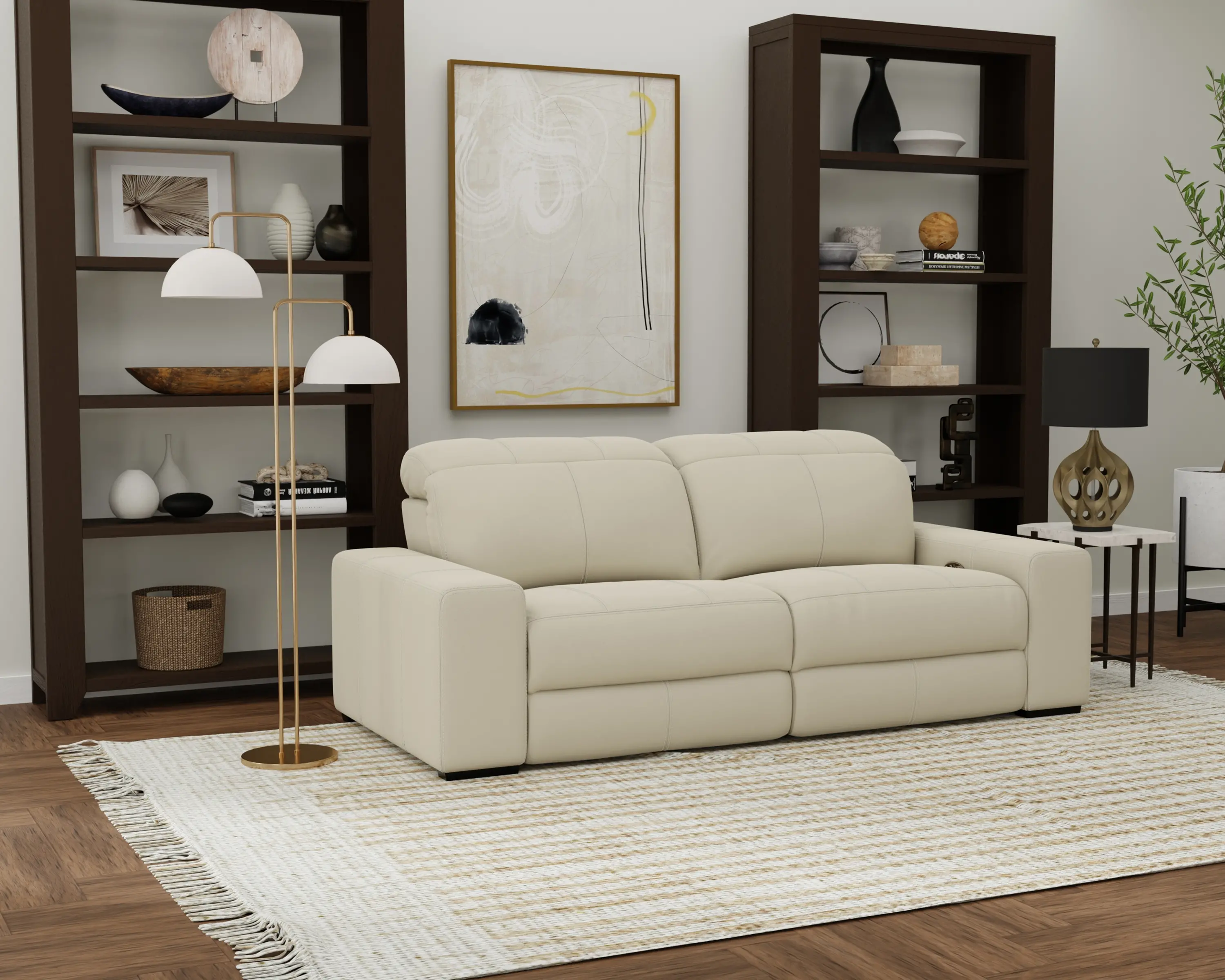 64411/1299-56/3099-56 Ferrara Smoke Off-White Leather Power Reclining Sofa-2