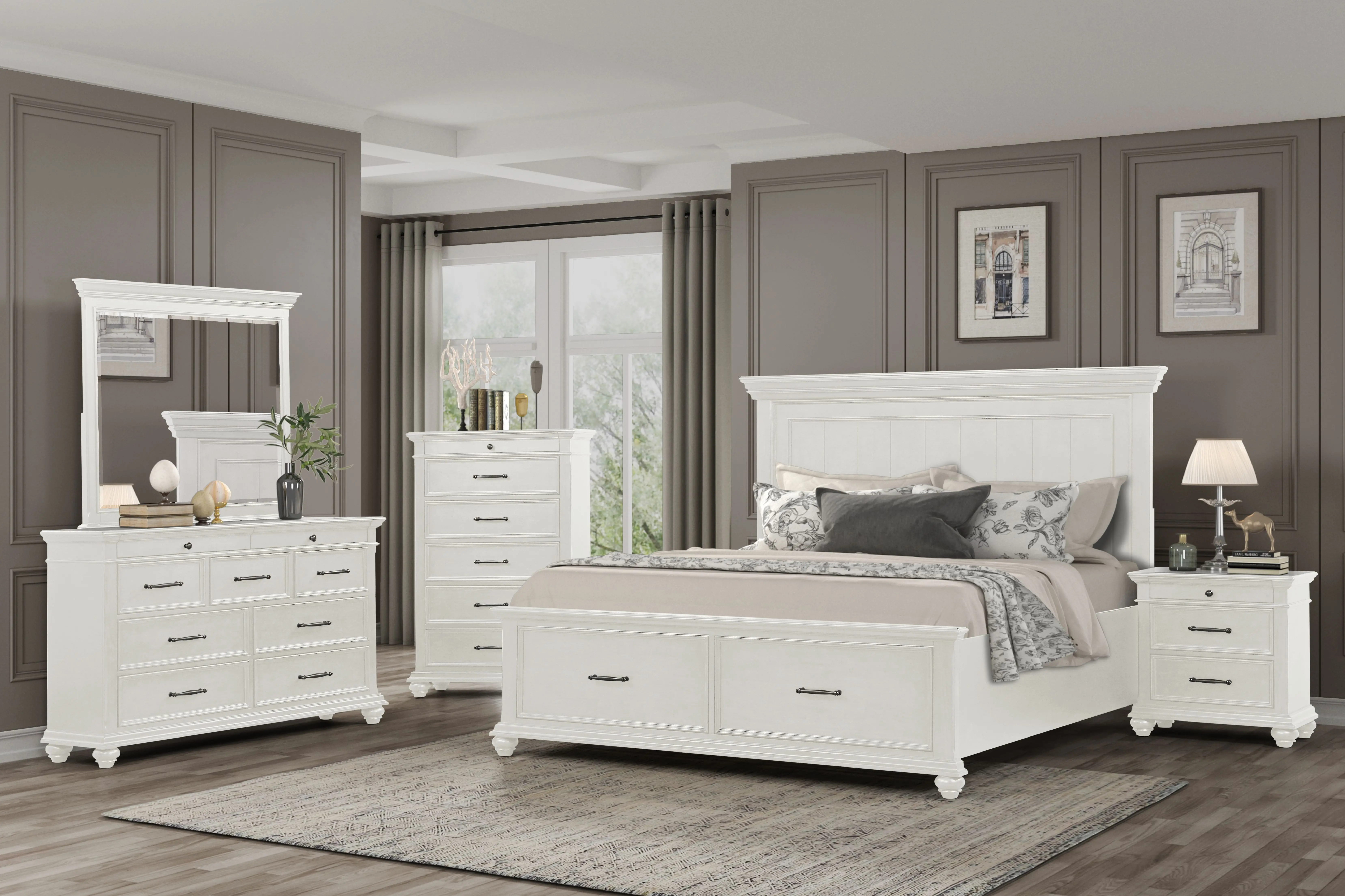 C0460-W-BED5/0 Grant White Queen Storage Bed-2