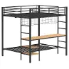 Bettoni Black Full‑Over‑Twin Loft Bunk Bed with Desk