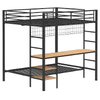Bettoni Black Full‑Over‑Twin Loft Bunk Bed with Desk