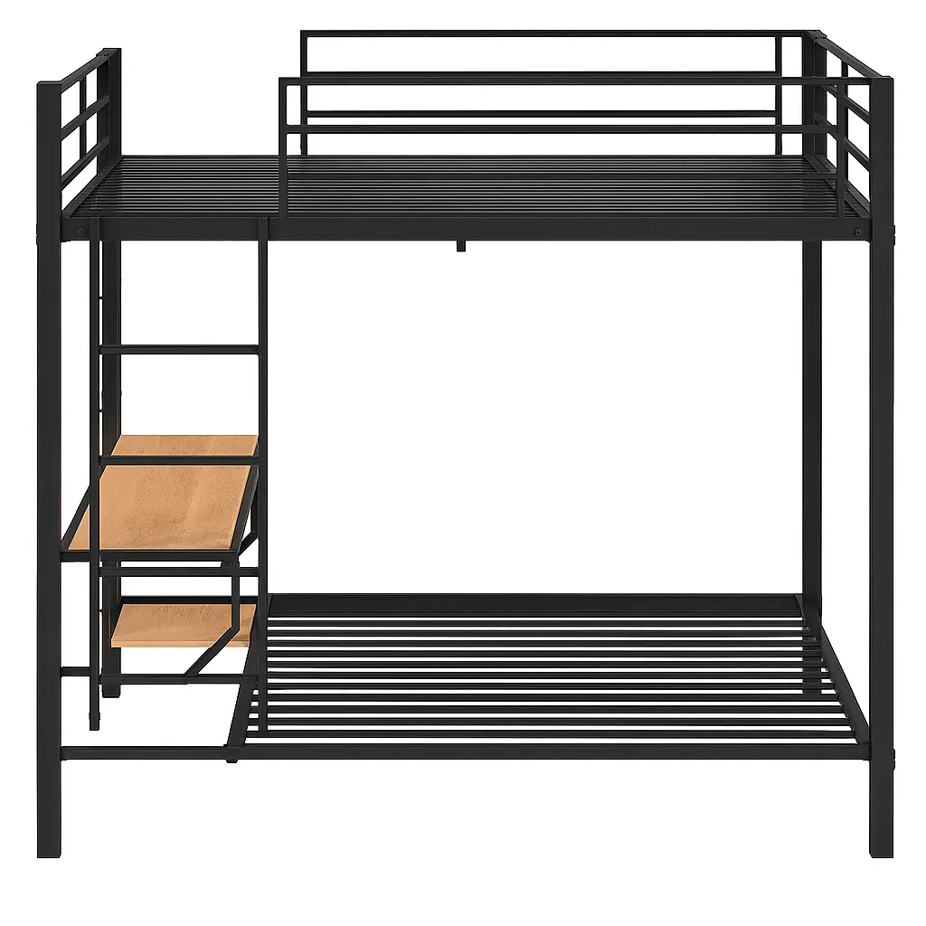 Bettoni Black Full‑Over‑Twin Loft Bunk Bed with Desk-3