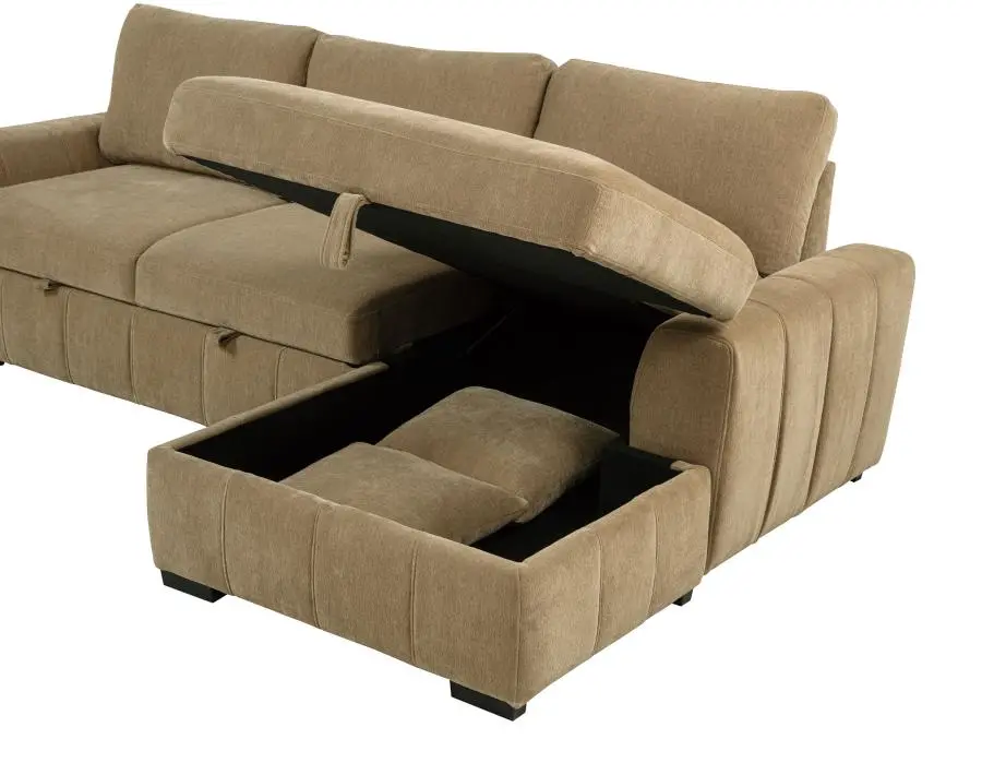 Pastrana Camel Brown Sleeper Sofa with Right-Arm Facing Chaise-4