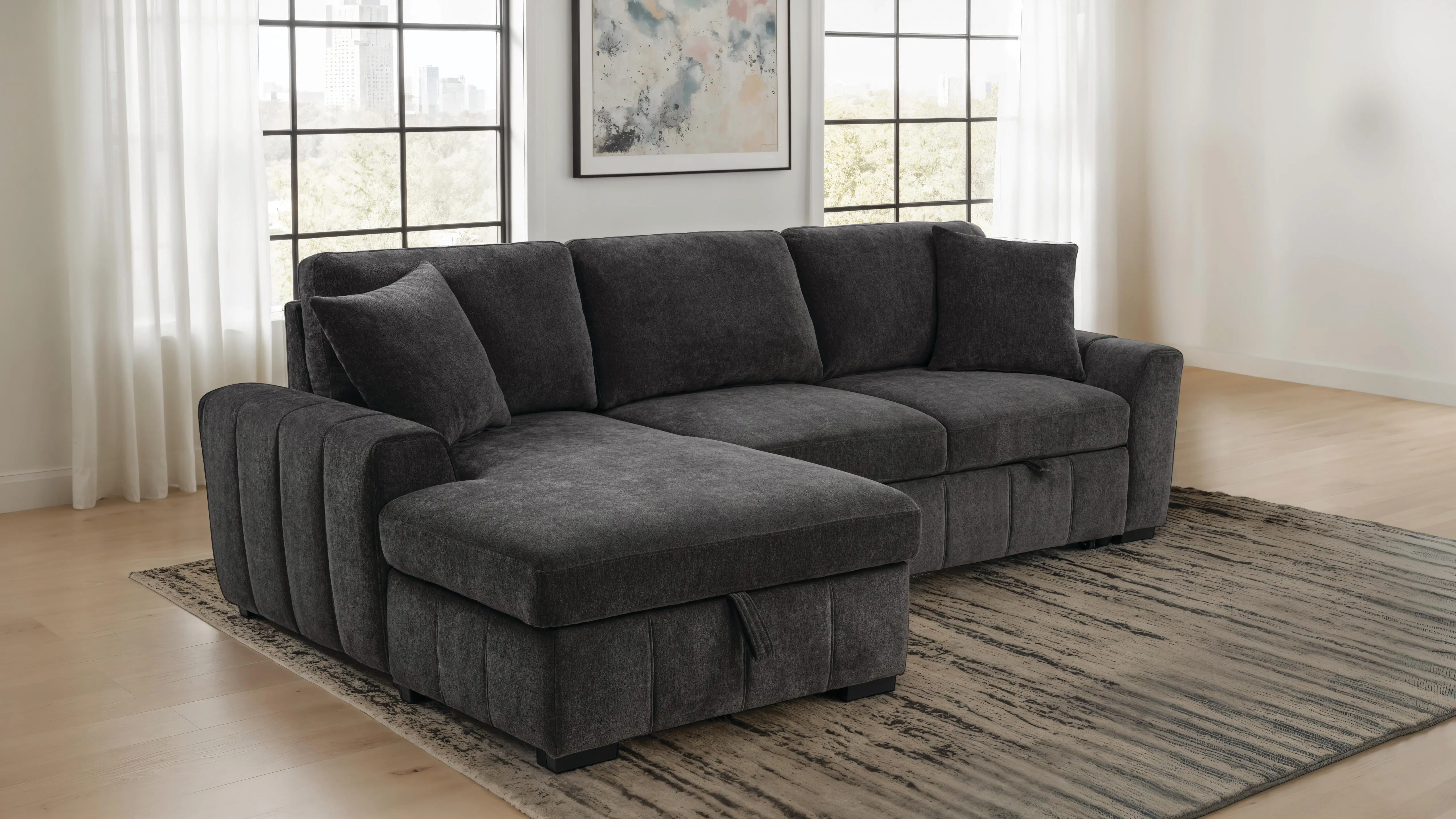 Pastrana Charcoal Gray Sleeper Sofa with Left-Arm Facing Chaise-2