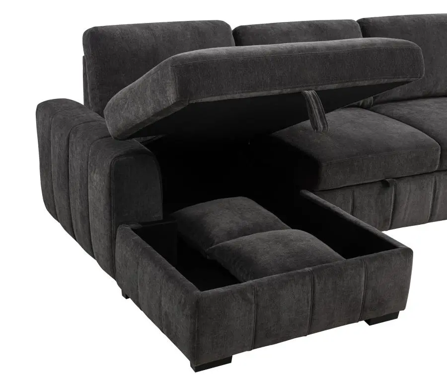 Pastrana Charcoal Gray Sleeper Sofa with Left-Arm Facing Chaise-4