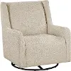 Serra Beige Boucle Swivel Glider Accent Chair