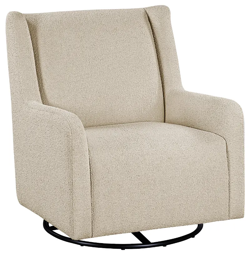 Serra Beige Boucle Swivel Glider Accent Chair