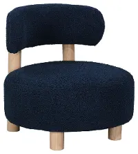 Zonie Dark Blue Boucle Round Accent Chair