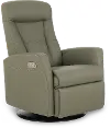Grove Olive Standard Leather Swivel Glider Power Recliner with Adjustable Headrest