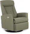 Grove Olive Large Leather Swivel Glider Power Recliner with Adjustable Headrest