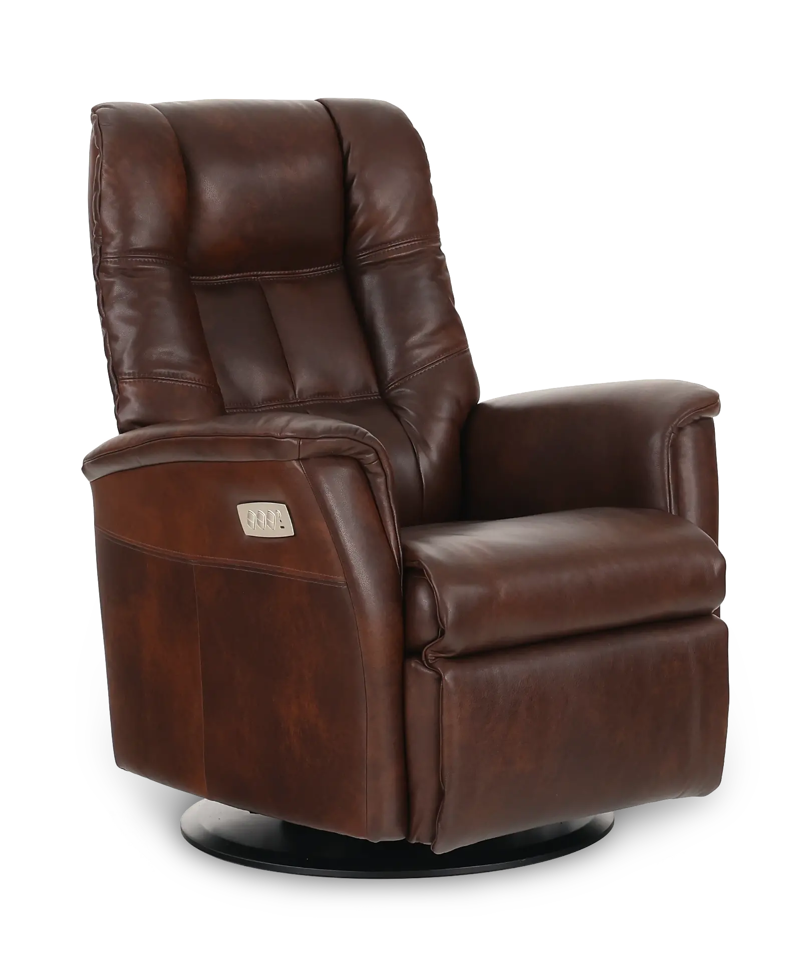 Boston Truffle Brown Leather Standard Swivel Glider Power Recliner-1