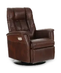 Boston Truffle Brown Leather Standard Swivel Glider Power Recliner