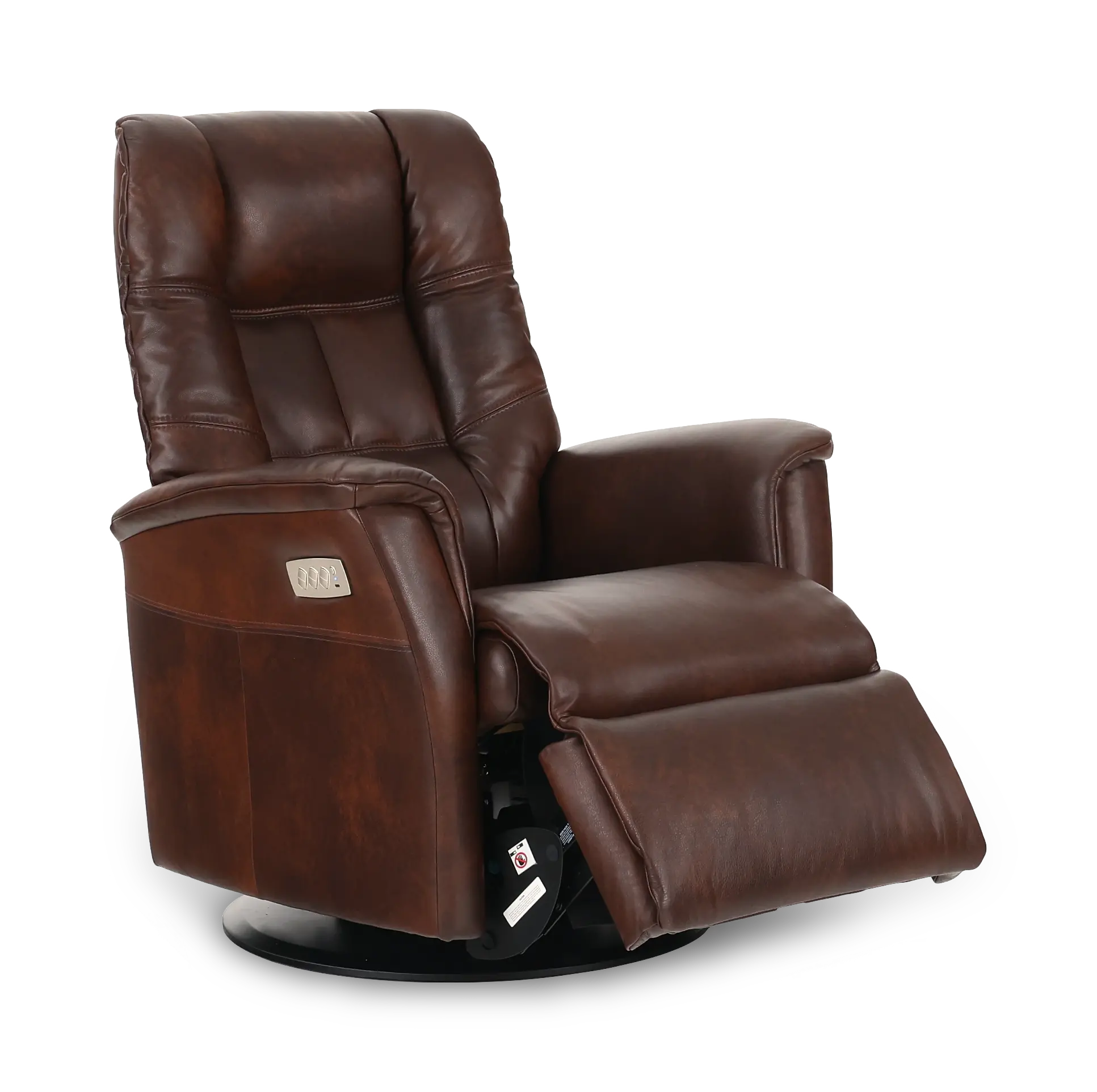 Boston Truffle Brown Leather Standard Swivel Glider Power Recliner-5