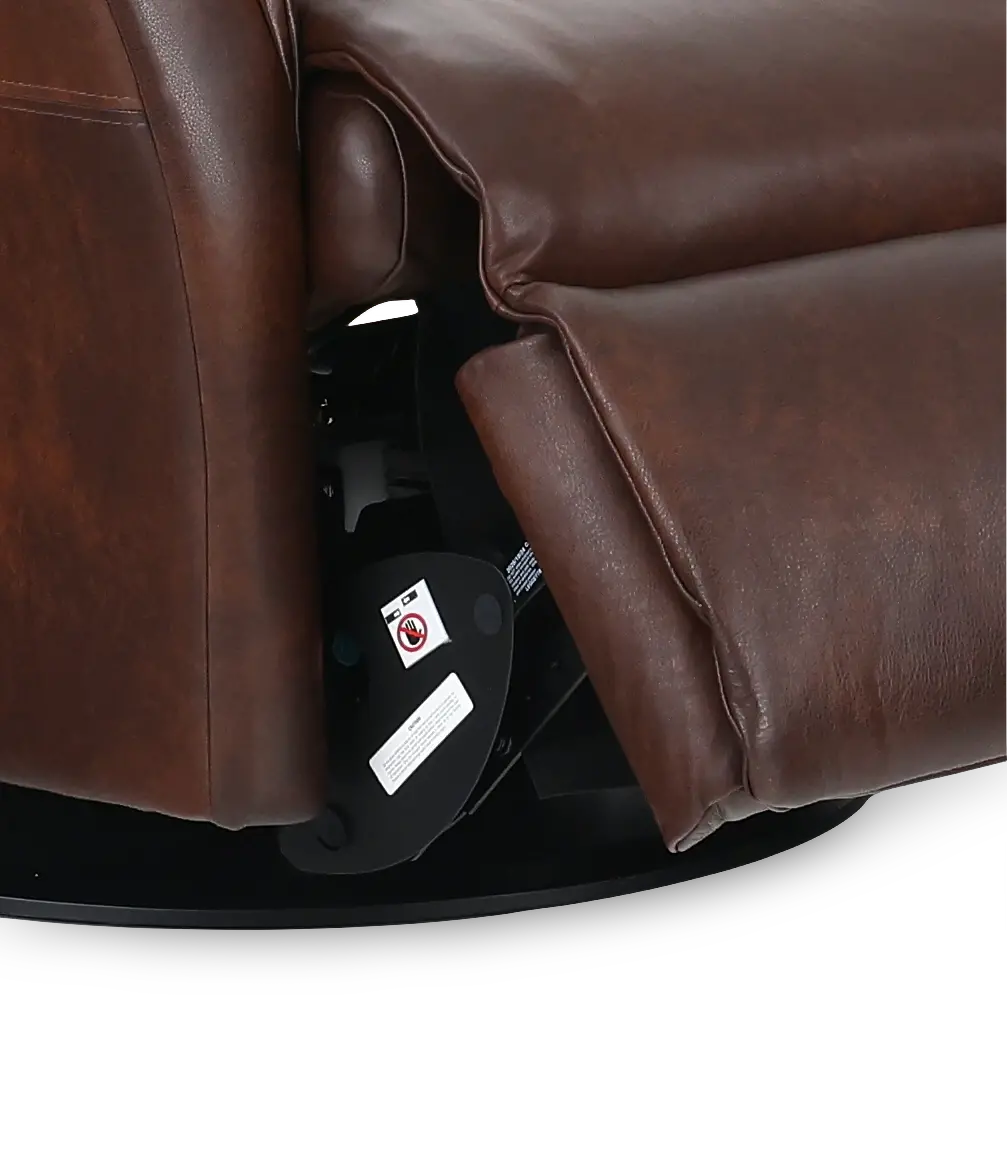 Boston Truffle Brown Leather Standard Swivel Glider Power Recliner-8