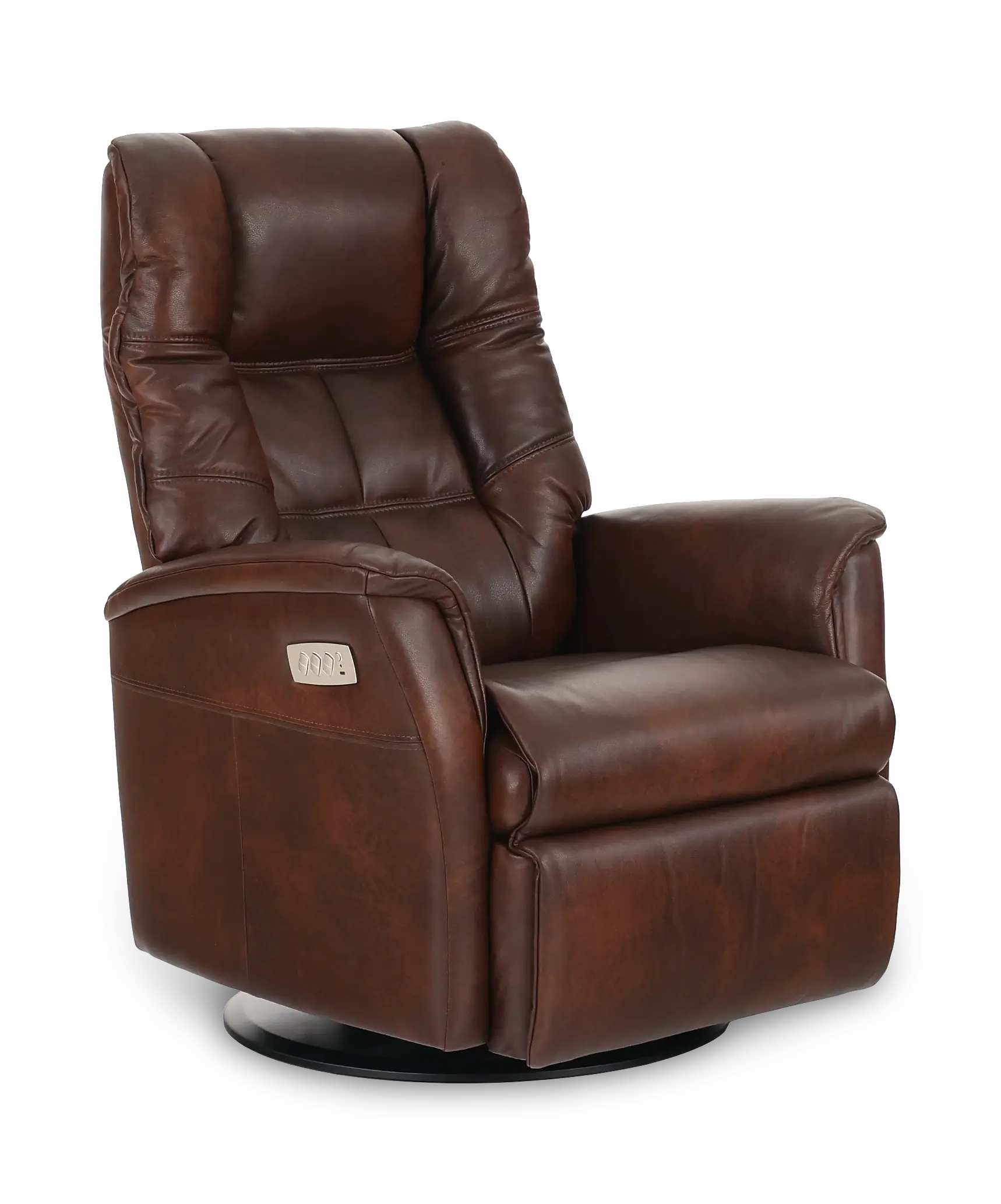 Boston Truffle Brown Leather Large Swivel Glider Power Recliner-1