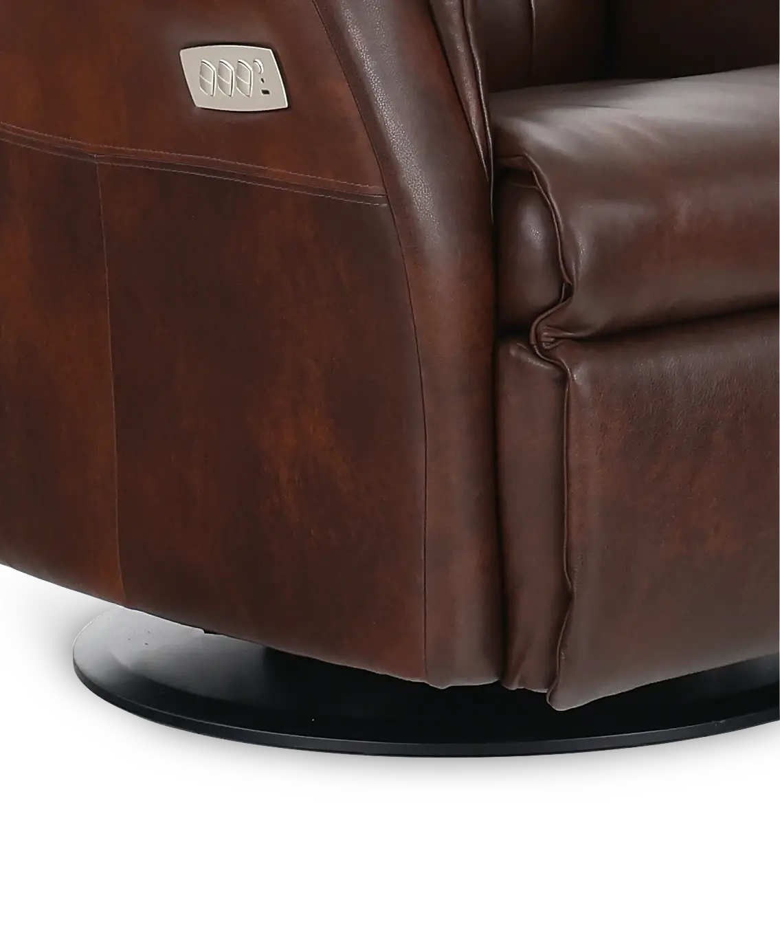 Boston Truffle Brown Leather Large Swivel Glider Power Recliner-10