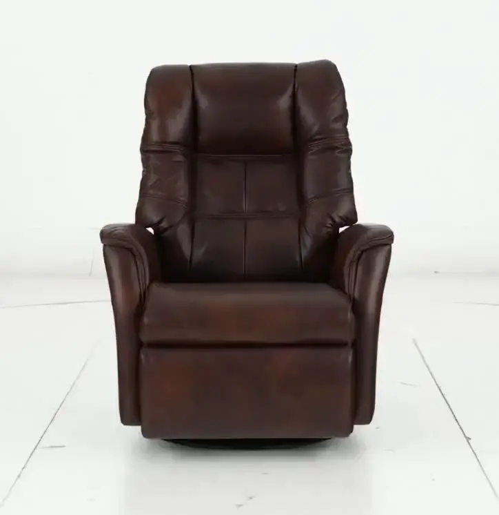 Boston Truffle Brown Leather Large Swivel Glider Power Recliner-12