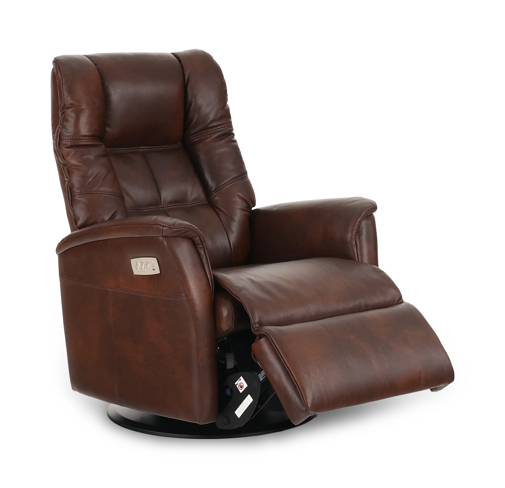 Boston Truffle Brown Leather Large Swivel Glider Power Recliner-5