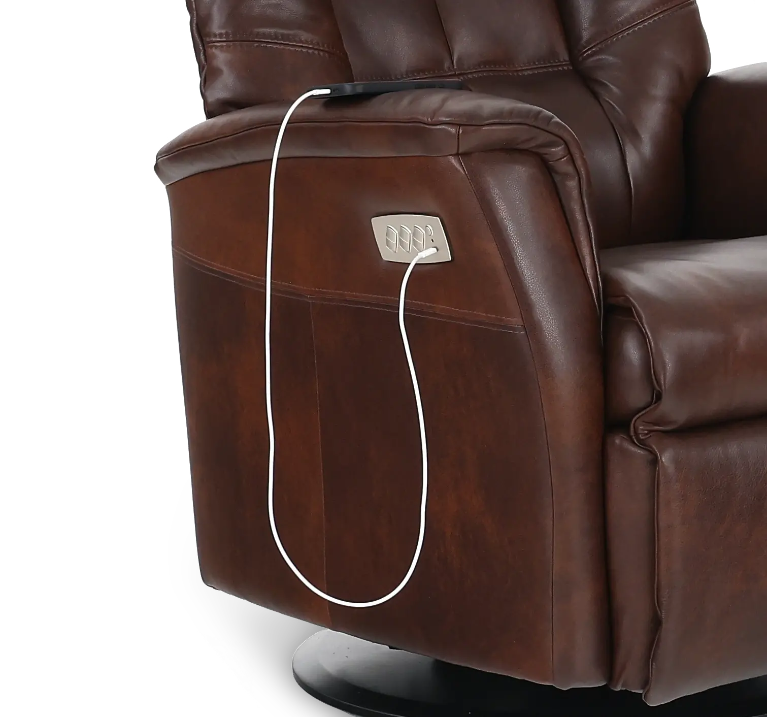 Boston Truffle Brown Leather Large Swivel Glider Power Recliner-9