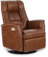 Boston Caramel Brown Leather Standard Swivel Glider Power Recliner