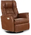 Boston Caramel Brown Leather Large Swivel Glider Power Recliner
