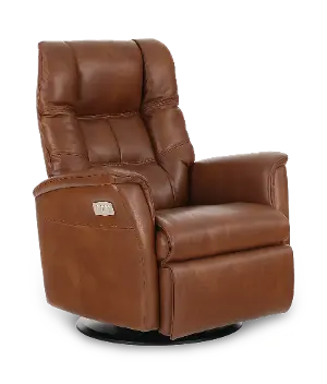 Boston Burgundy Leather Standard Swivel Glider Power Recliner | RC