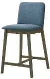 LCALBAPBCB26 Allin Dark Brown and Peacock Blue Upholstered Bar Stool