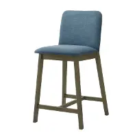 LCALBAPBCB26 Allin Dark Brown and Peacock Blue Upholstered Bar Stool