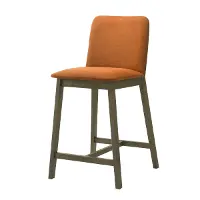 LCALBATTCB26 Allin Dark Brown and Terracotta Orange Upholstered Bar Stool