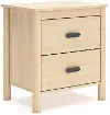 Cabinella Natural Wood 2-Drawer Nightstand