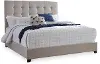Dolante Oatmeal Upholstered Queen Bed with Button Tufting