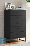 Socalle Black Five Drawer Chest