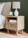 Cielden Light Brown 1-Drawer Charging Nightstand