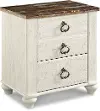 Willowton Whitewash 2-Drawer Charging Nightstand