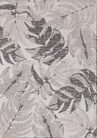 19136/08 160230 Jasper 5 x 7 Gray Botanical Leaves Indoor-Outdoor Rug