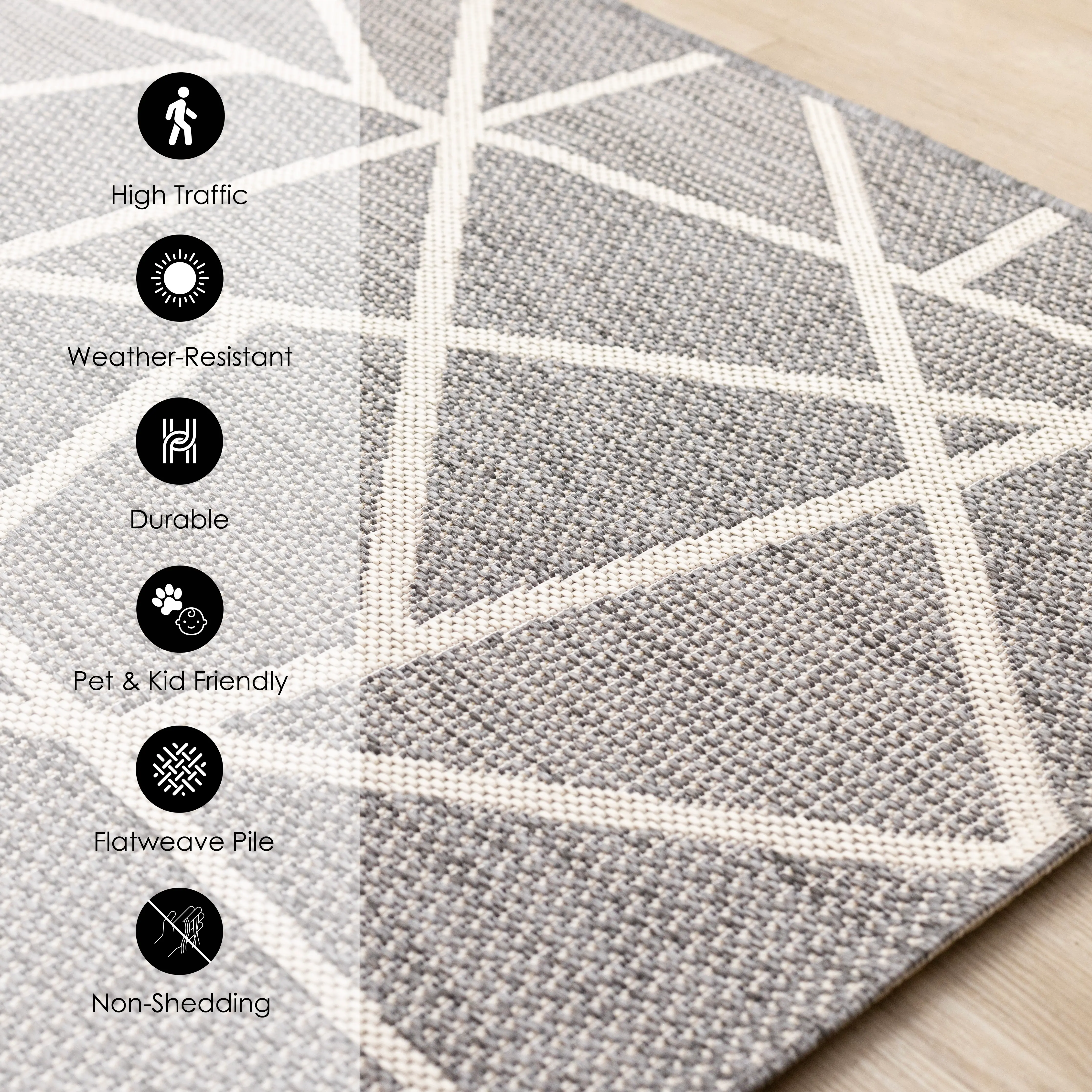 Jasper 6 x 9 Gray and White Outdoor Rug-7