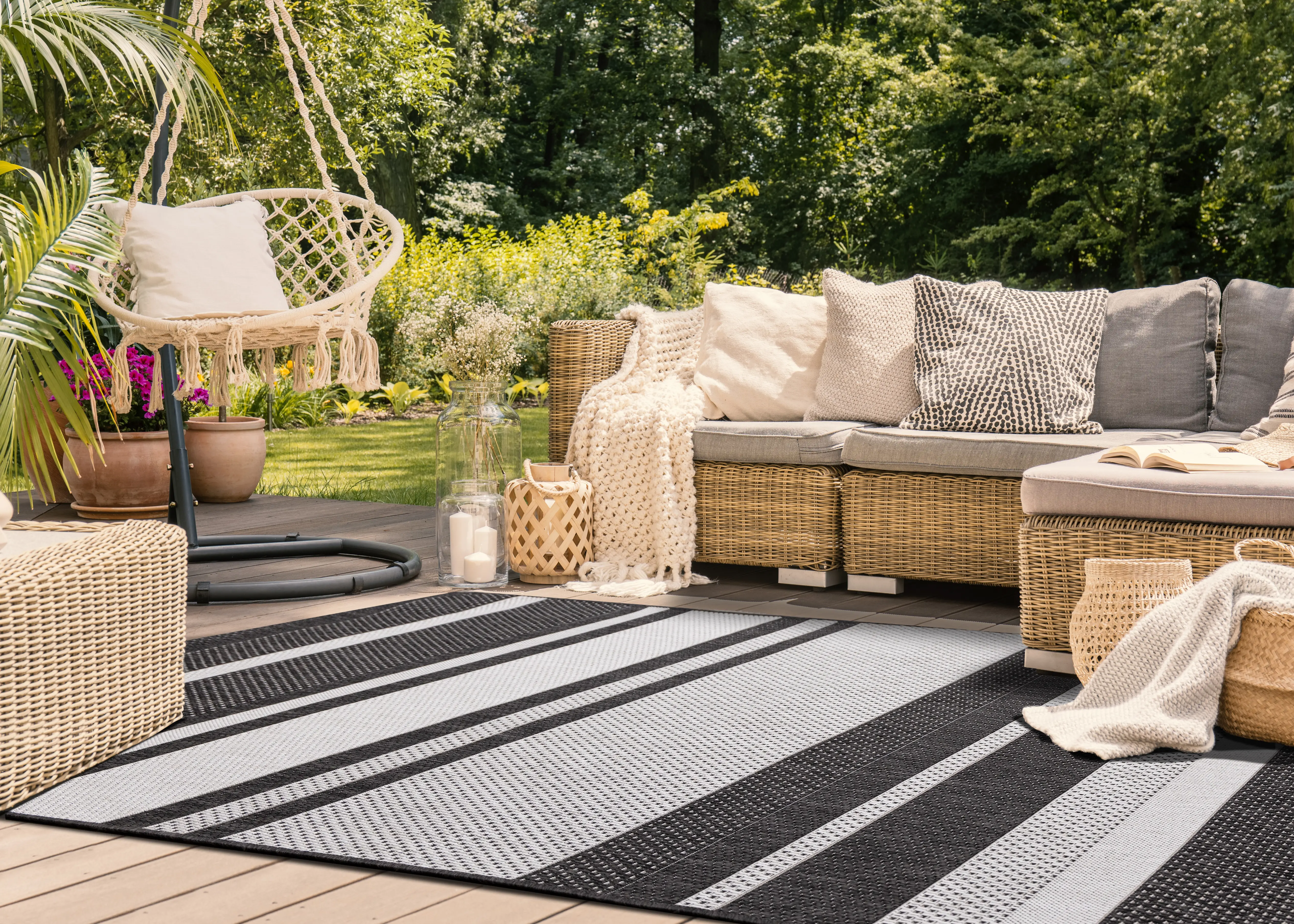 19262/80 200290 Jasper 6 x 9 Gray Striped Outdoor Area Rug-2