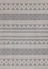 19278/811 240320 Jasper 8 x 11 Gray and White Patterned Rows Outdoor Rug