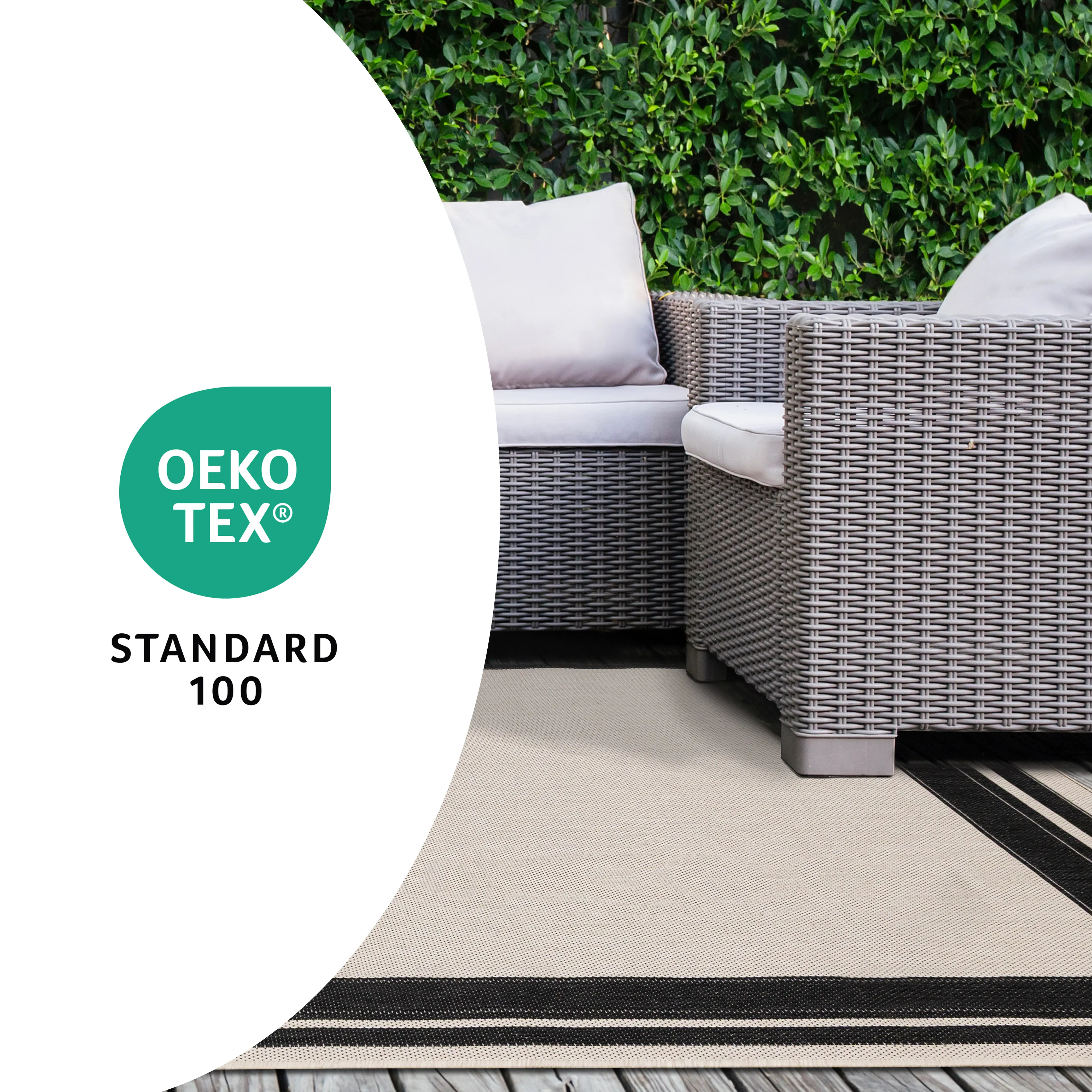Jasper 5 x 8 White with Black Border Outdoor Area Rug-4