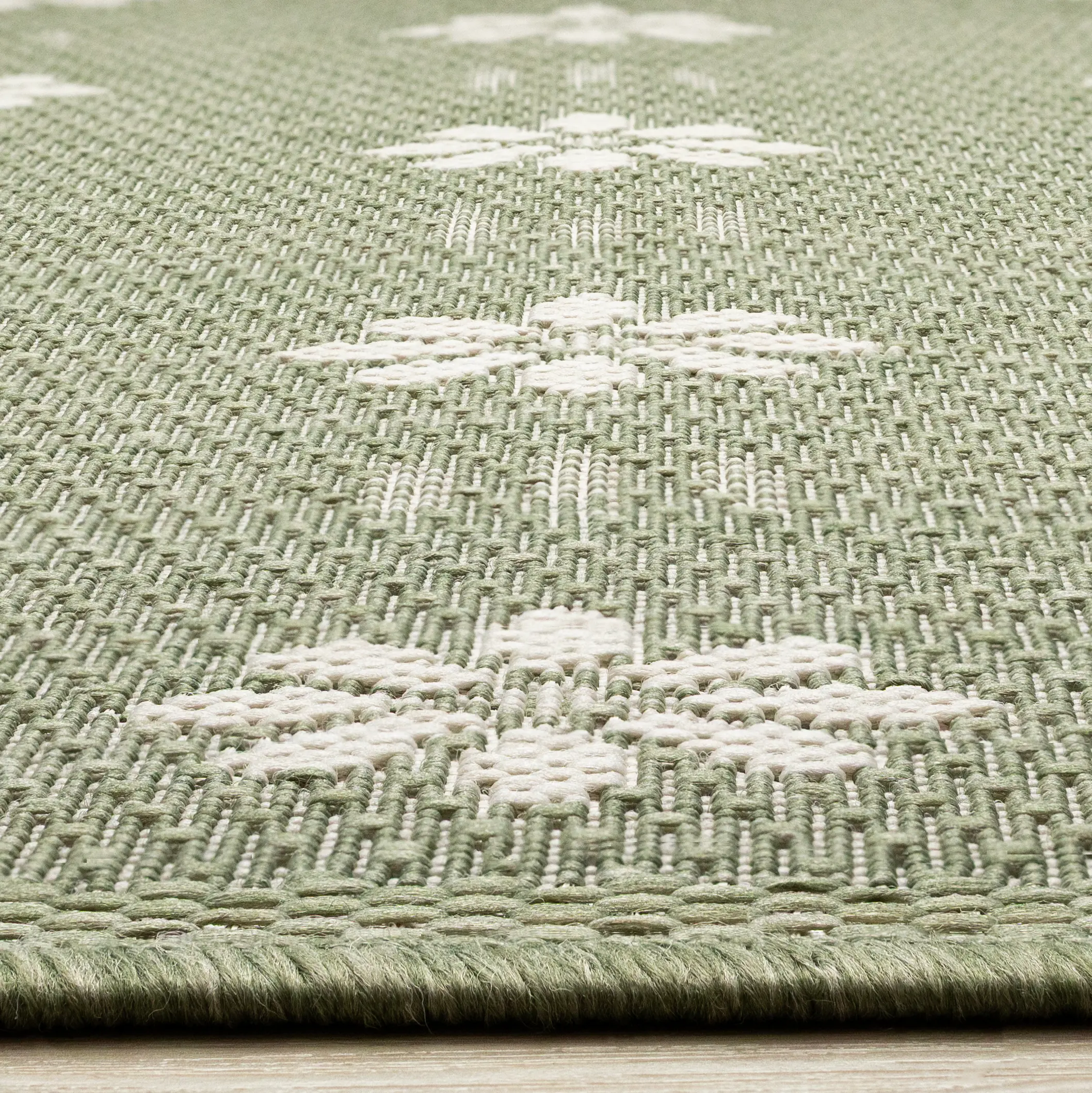 Jasper 6 x 9 Green and White Floral Outdoor Rug-6