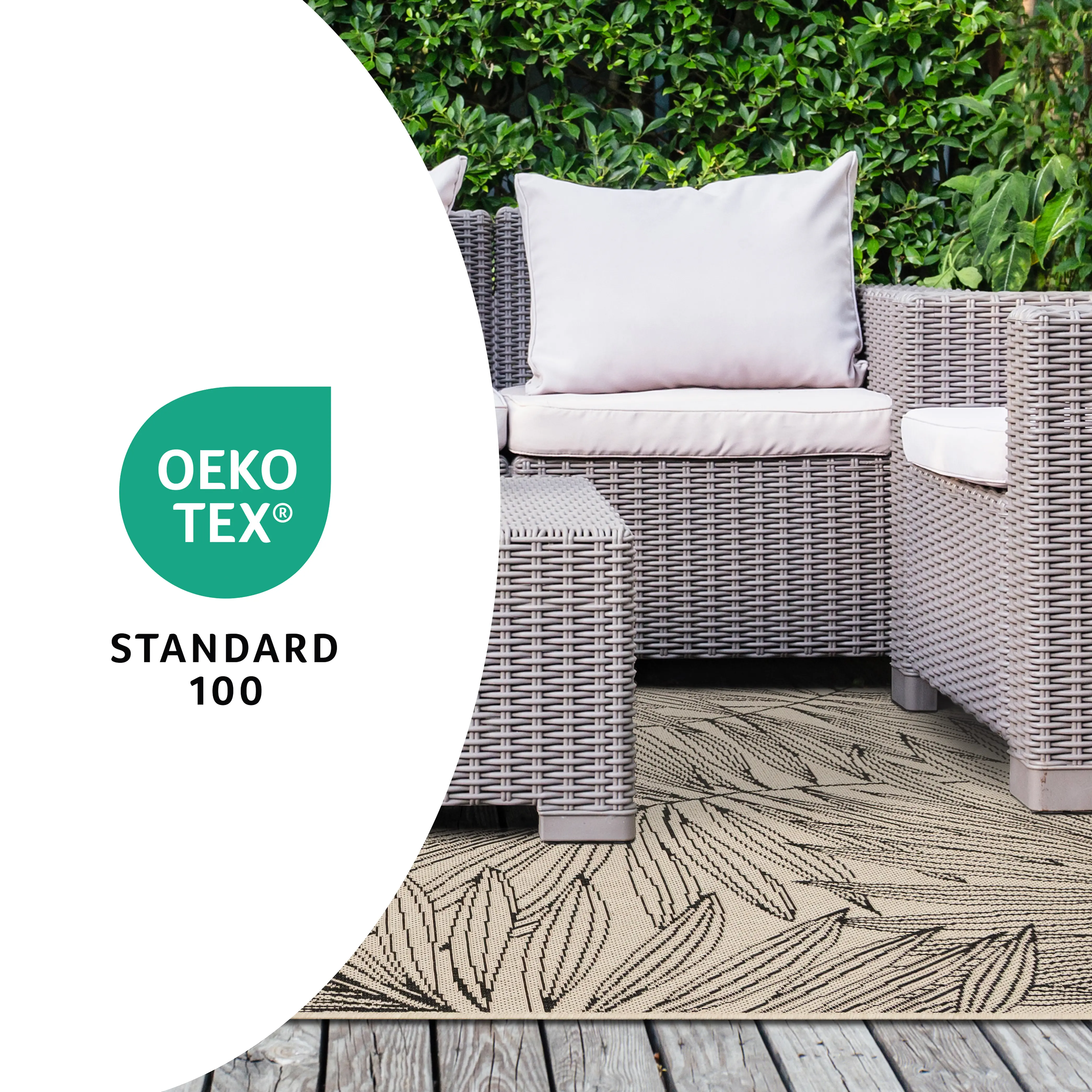 Jasper 5 x 8 Black and White Foliage Outdoor Area Rug-4