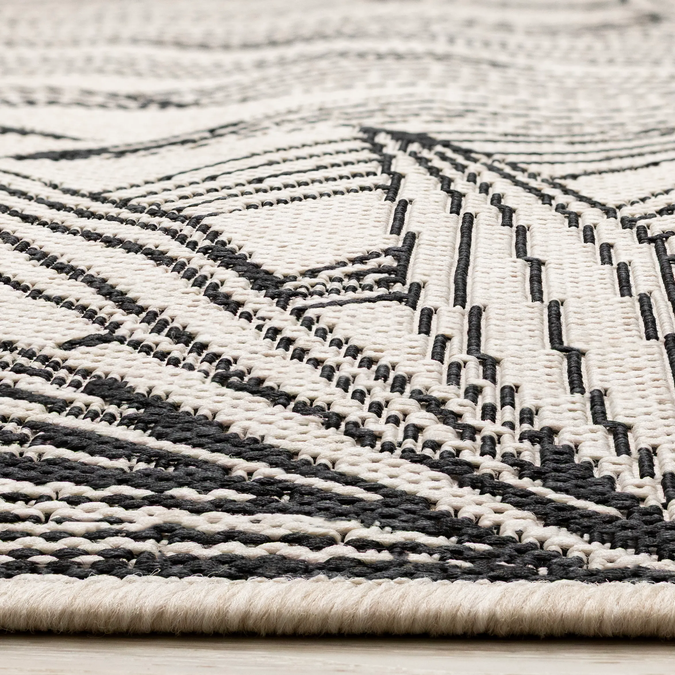 Jasper 5 x 8 Black and White Foliage Outdoor Area Rug-6