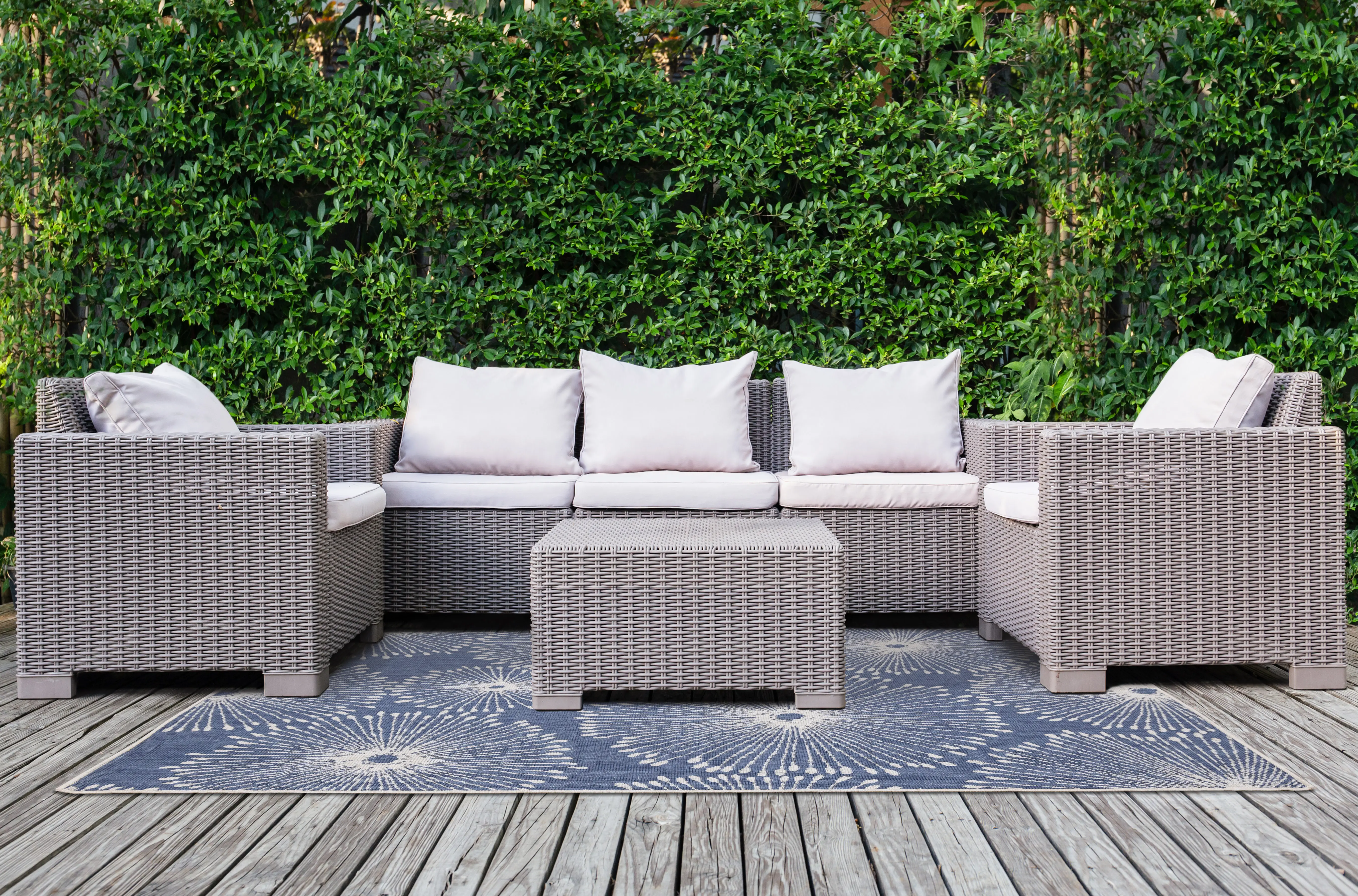 Bristol 5 x 8 Blue and White Dandelion Wish Reversible Indoor-Outdoor Area Rug-2