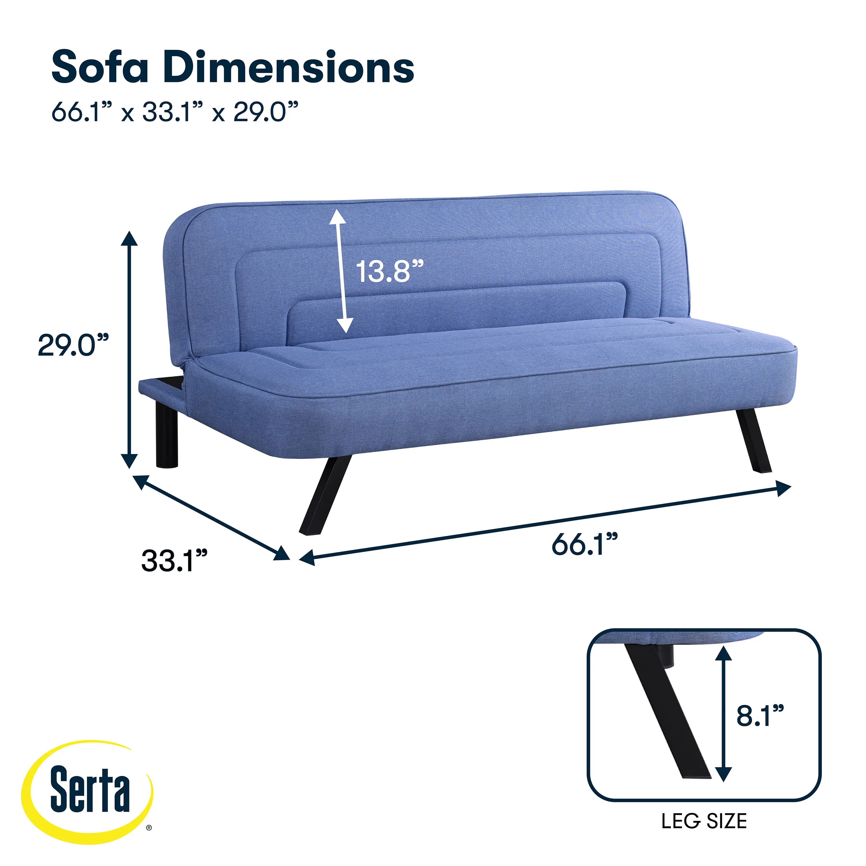 123A047BLU Serta Mia Charcoal Gray Convertible Sleeper Sofa-18